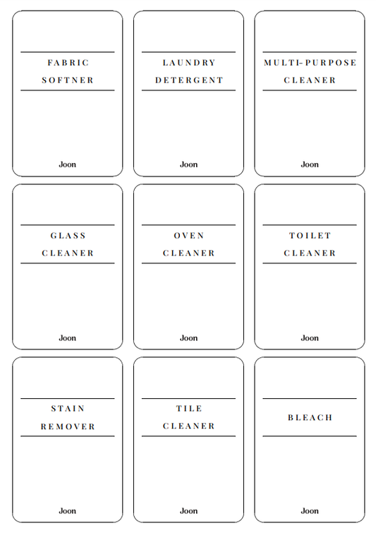 Detergent Labels set of 9