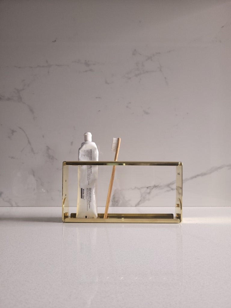 Long Brass Toothbrush Stand