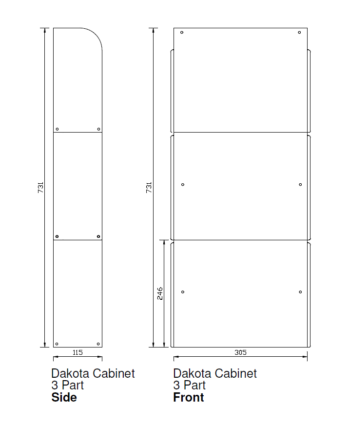 Dakota Modular Cabinet Red (3 parts)