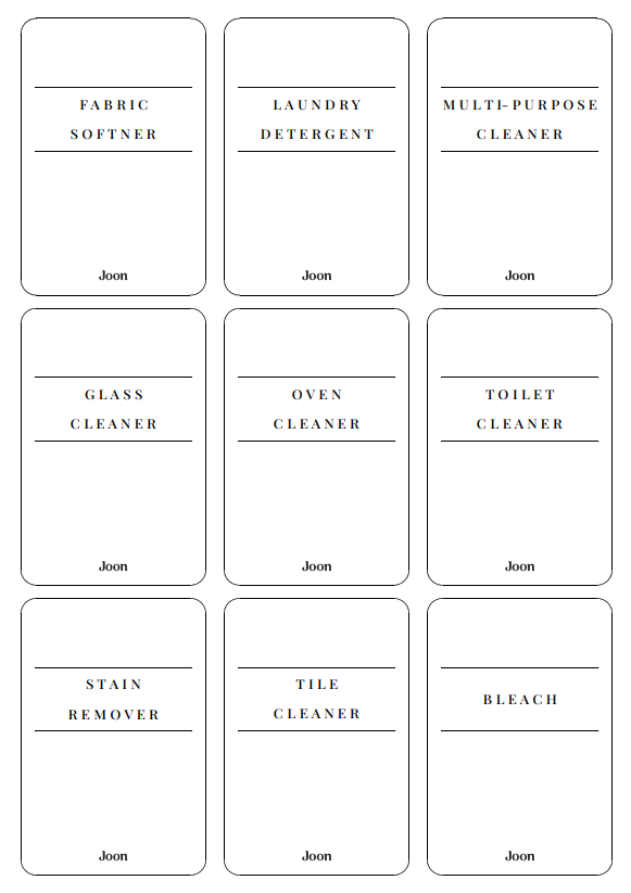 Detergent Labels set of 9