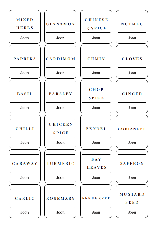 Set of 24 spice labels