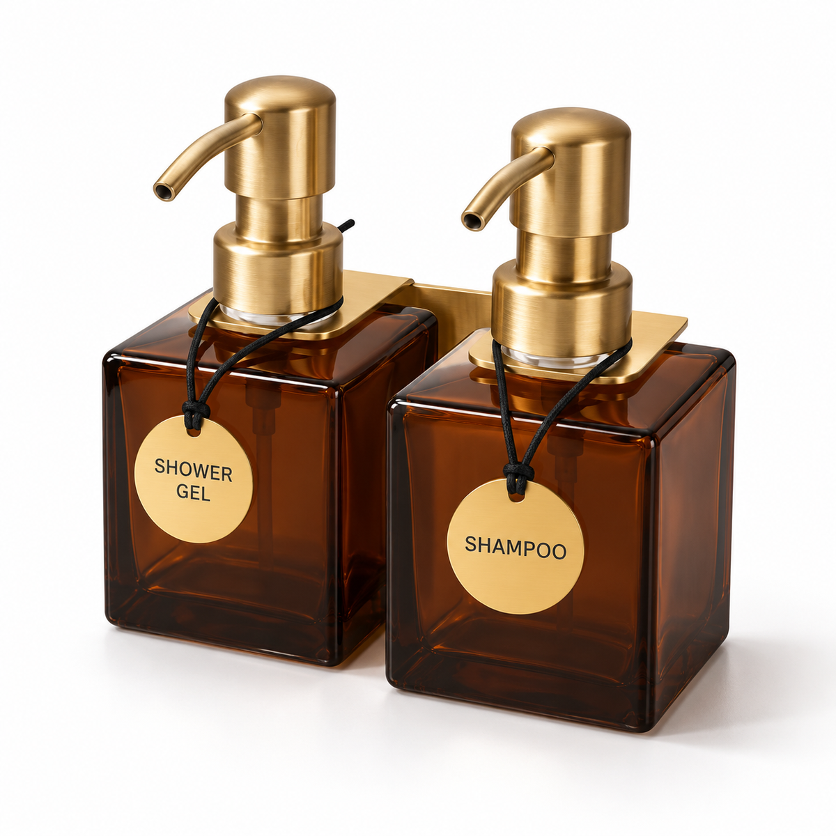 Double Square Bottle Dispenser (Brass)