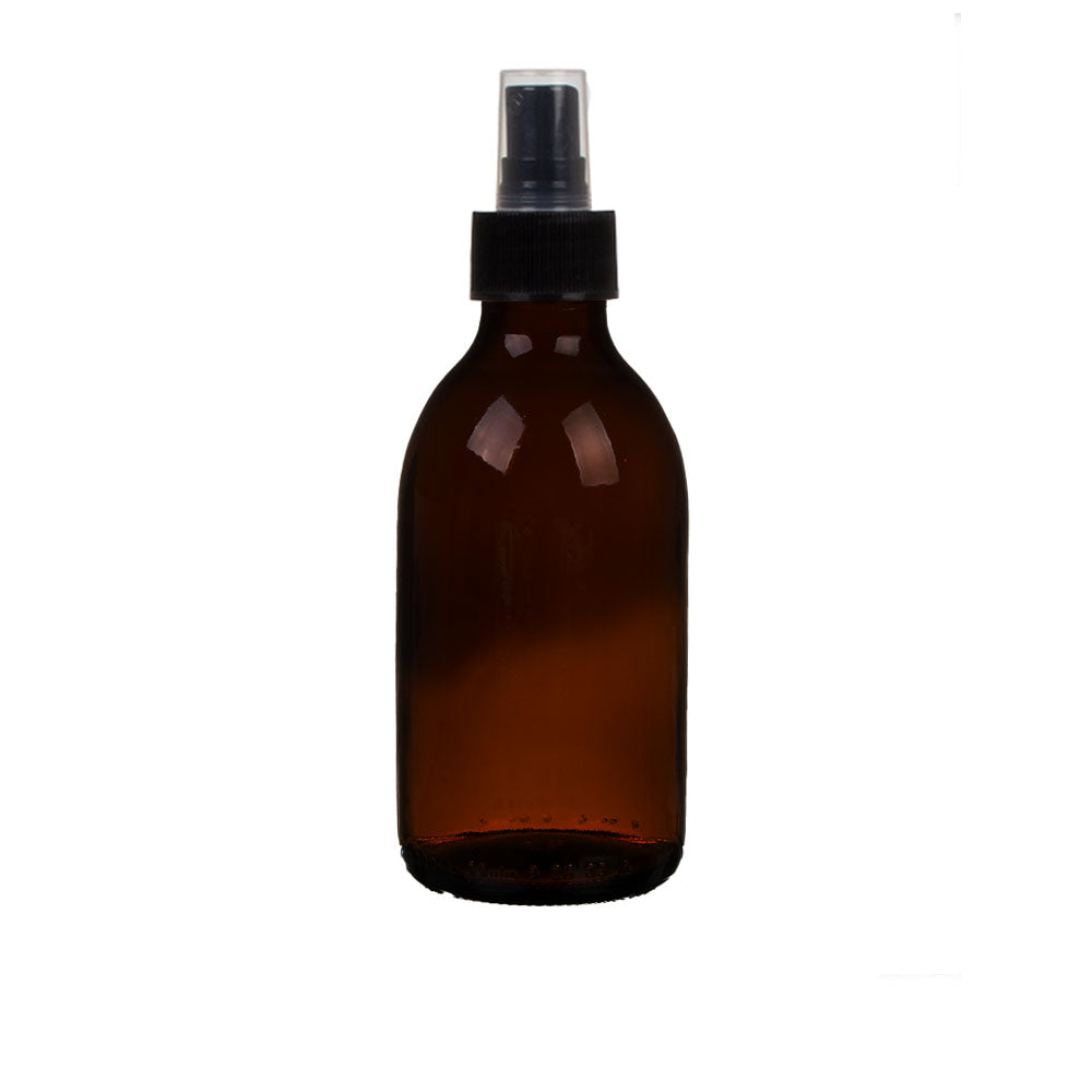 200ml amber bottle black spritzer